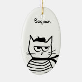 怒っている猫はそう非常にフランスのです セラミックオーナメント (右)