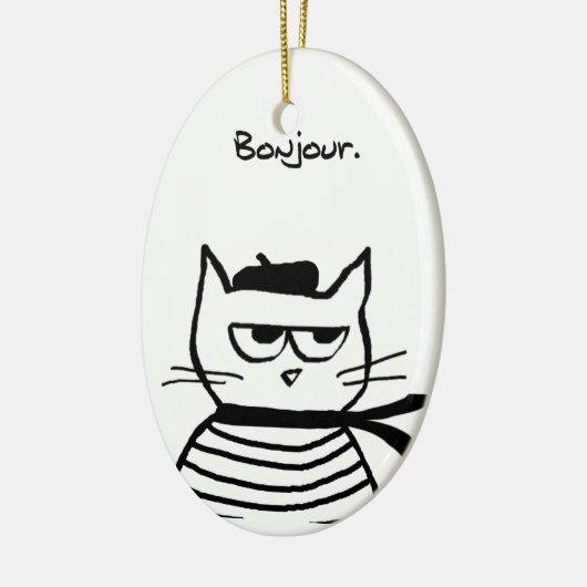 怒っている猫はそう非常にフランスのです セラミックオーナメント (左)