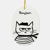 怒っている猫はそう非常にフランスのです セラミックオーナメント (正面)