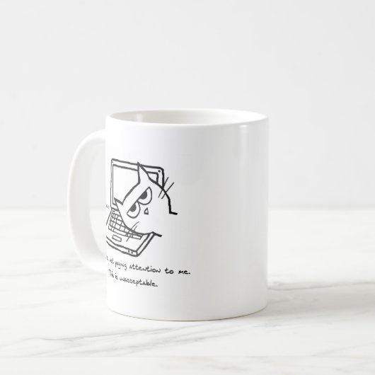 怒っている猫は注意-おもしろいな猫のギフト--を要求します コーヒーマグカップ (正面左)