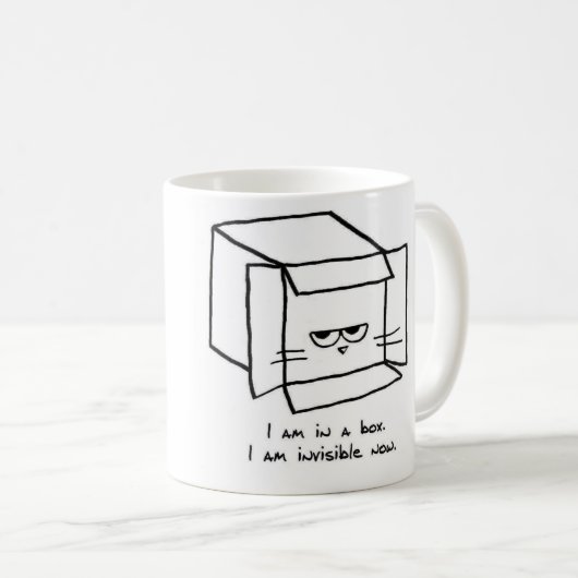 怒っている猫は箱-おもしろいな猫のコーヒー・マグに隠れます コーヒーマグカップ (正面右)