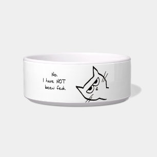 怒っている猫は食べ物を与えられませんでした! ボウル