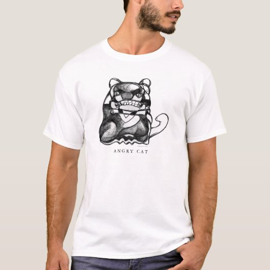 怒っている猫 Tシャツ (正面)