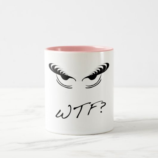 怒っている目- WTFか。 ツートーンマグカップ (中央)