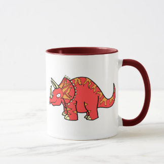 怒っている赤いトリケラトプス- Dinosaur-gifts.com マグカップ