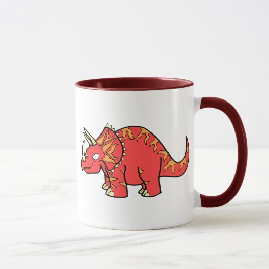 怒っている赤いトリケラトプス- Dinosaur-gifts.com マグカップ (右)