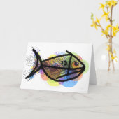 怒っている魚の挨拶状 カード (黄色い花)