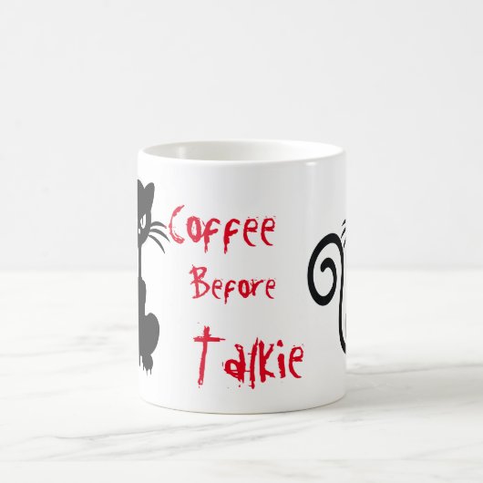 怒っている黒猫のことわざ コーヒーマグカップ (中央)