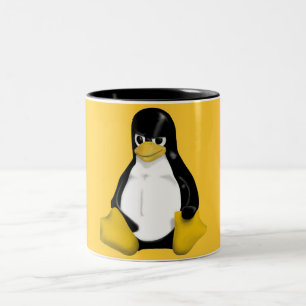 怒っているLINUXのタキシードのペンギン ツートーンマグカップ