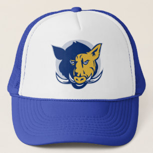 怒っているrazorbackの野生のブタのブタの雄豚の頭部 キャップ
