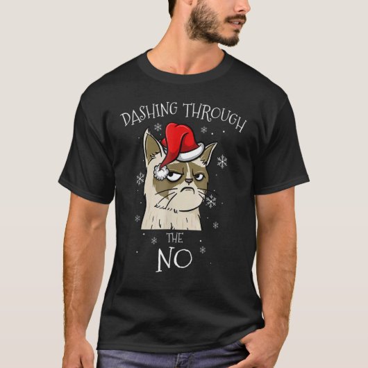 怒ってないクリスマスの猫のダッシュ Tシャツ (正面)
