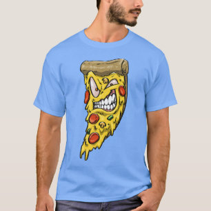 怒ってピザを食べる女性 面白い 怒ったピザ 食いしん坊 Tシャツ