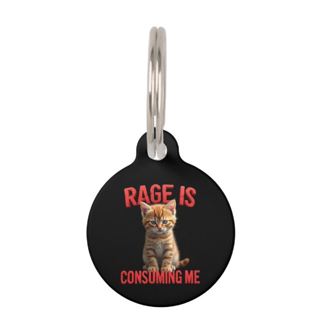 怒って可愛い子猫ネコおもしろい猫 ペット　ネームタグ (正面)