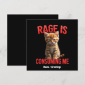 怒って可愛い子猫ネコおもしろい猫 招待状 (正面/裏面)