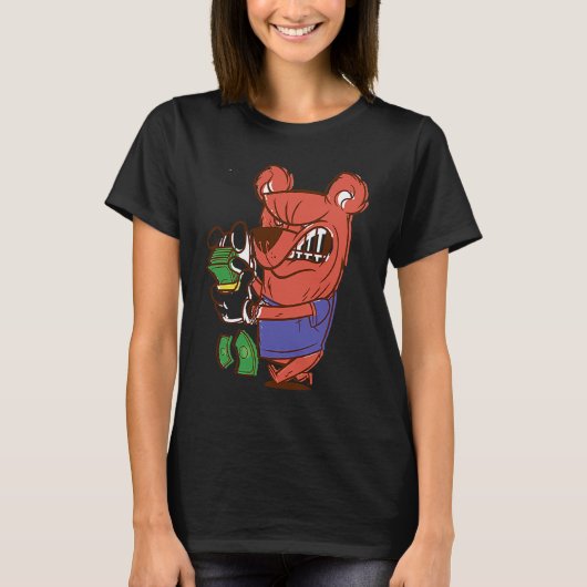 怒って金を数えるクマ Tシャツ (正面)