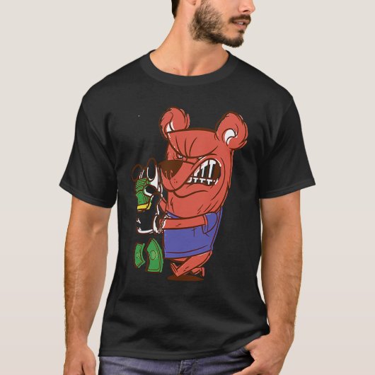 怒って金を数えるクマ Tシャツ (正面)
