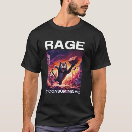 怒りが私を蝕む おもしろくて馬鹿げた猫のスターリング・ミーム Tシャツ (正面)