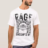 怒りが私を飲み込む 猫のミーム ラインアート ユニセックス Tシャツ (正面)