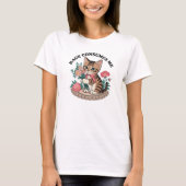 怒りでいっぱいになっちゃう 猫 花 可愛い キティ 猫 ミーム Tシャツ (正面)