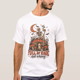 怒りに満ちた奇想天外なスケルトンキノコのハロウィン Tシャツ