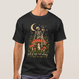 怒りに満ちた奇想天外なスケルトン+きのこハロウィン Tシャツ