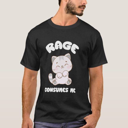 怒りに飲まれる猫ミーム Tシャツ (正面)