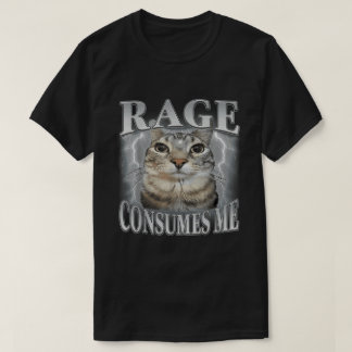 怒りに飲まれる 猫ミーム Tシャツ