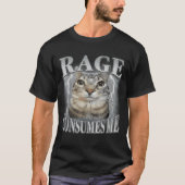 怒りに飲まれる 猫ミーム Tシャツ (正面)