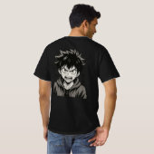 怒りのアニメパワーサージ - 太字の白黒漫画 Tシャツ (裏面フル)