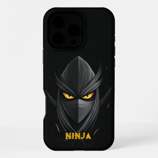 怒りの忍者 ブラック iPhoneケース (裏面)