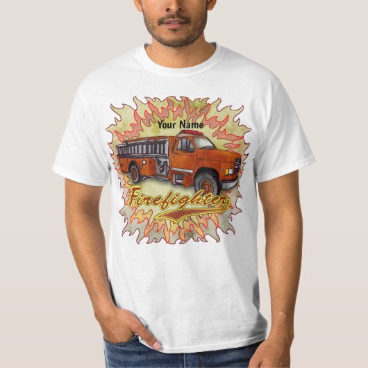 怒りの消防車 消防士 Tシャツ (正面)
