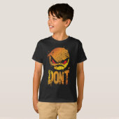 怒りの絵文字と 'DON'T' テキストのボールドデザイン Tシャツ (正面フル)