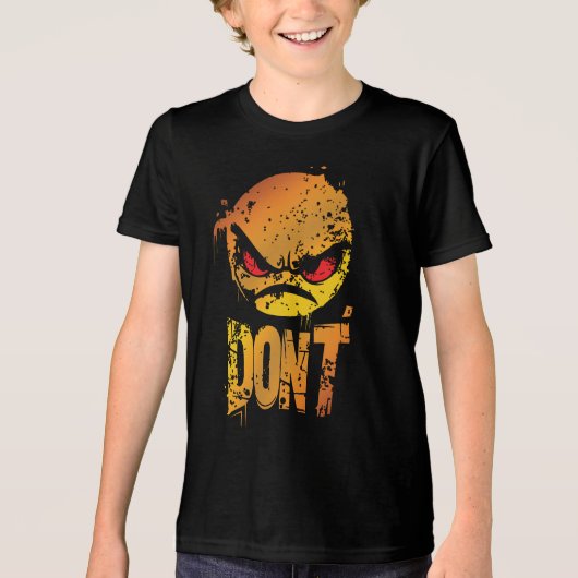 怒りの絵文字と 'DON'T' テキスト トライブレンドTシャツ (正面)