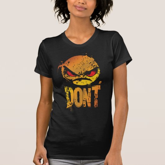 怒りの絵文字と 'DON'T' テキスト Tシャツ (正面)