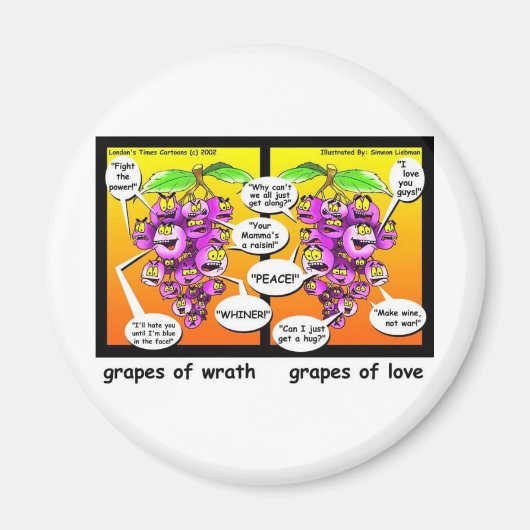 怒りの葡萄、愛、戦争のおもしろい贈り物&ティー マグネット (正面)
