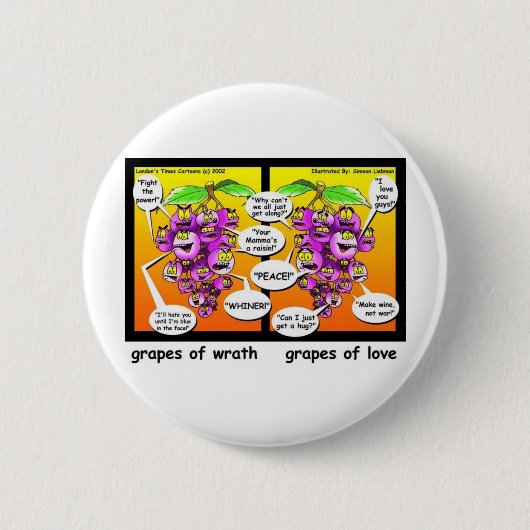 怒りの葡萄、愛、戦争のおもしろい贈り物&ティー 缶バッジ (正面)