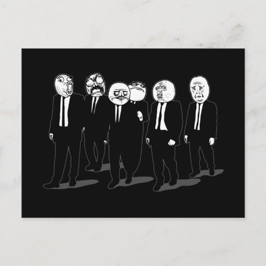 怒りコメディの顔が歩く ポストカード (正面)
