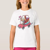 怒り運転中の女性ドライバー 楽しい怒った運転手 Tシャツ (正面)