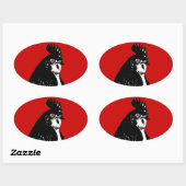 怒り鶏のロゴ楕円シール 楕円形シール (シート)