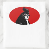 怒り鶏のロゴ楕円シール 楕円形シール (バッグ)