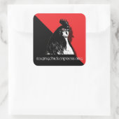 怒るチキンプレス赤と黒のステッカー スクエアシール (バッグ)