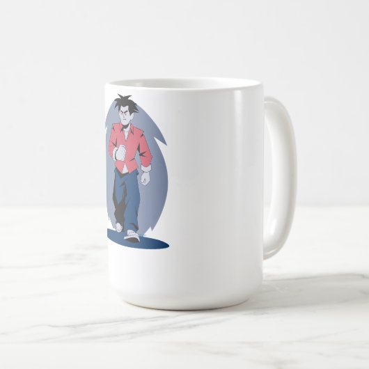 怒る男性の歩行 コーヒーマグカップ (正面右)