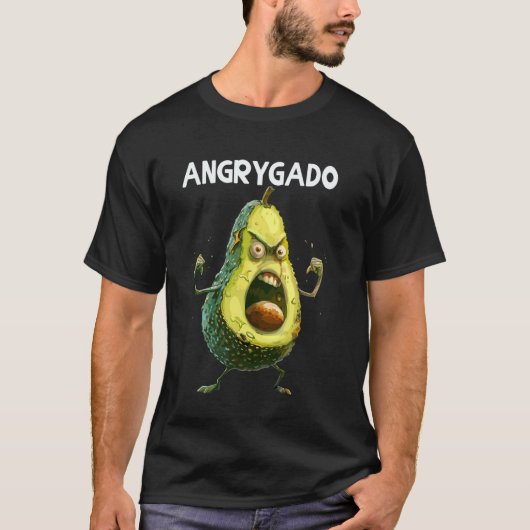 怒れるアボカドの朝嫌いベジタリアン ユーモア ヴィーガン アボカド Tシャツ (正面)