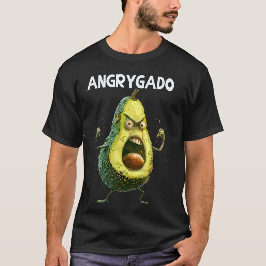 怒れるアボカドの朝嫌い ヴィーガン ユーモア ビーガン アボカド Tシャツ (正面)