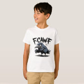 怒れるカラス「F-CAW-F」エッジーなキャラクターの鳥デザイン Tシャツ (正面フル)