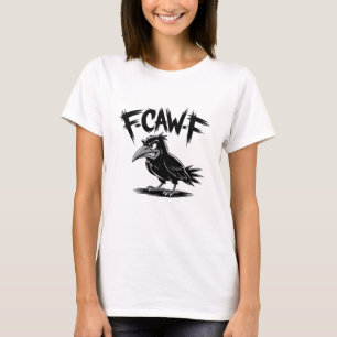 怒れるカラス「F-CAW-F」エッジーなキャラクターの鳥デザイン Tシャツ