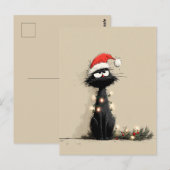 怒れるクリスマスの猫の気分 ポストカード (正面/裏面)