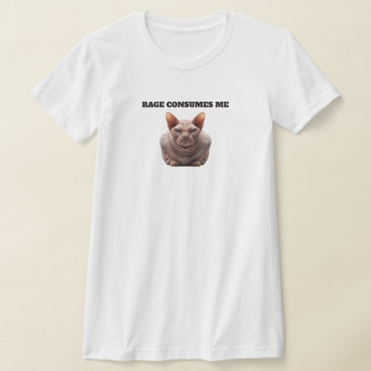 怒れるスフィンクス猫 Tシャツ (レイダウン)