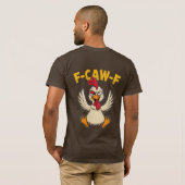 怒れるニワトリのグラフィックTシャツ Tシャツ (裏面フル)