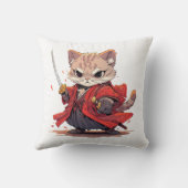 怒れる侍スタイルの猫ヒーロー クッション (裏面)